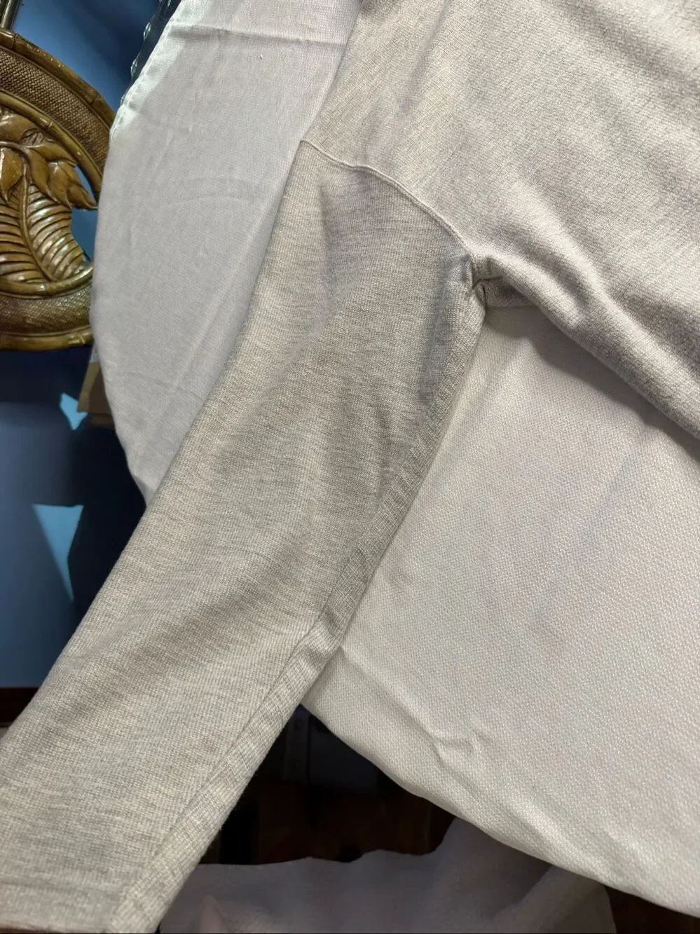 Orvis Grey Quarter Zip Pullover Leather Elbow Patch Sweater Size Large